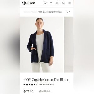 Quince Navy Organic Cotton Knit Blazer
